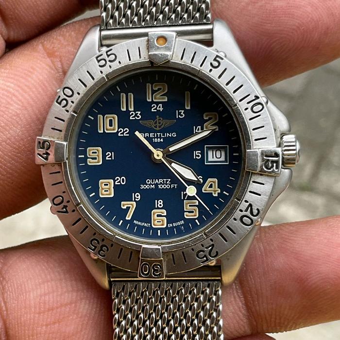 JAM KUNO SWISS : BREITLING COLT A57035 QUARTZ BLUE DIAL ORIGINAL AVENGER NAVITIMER