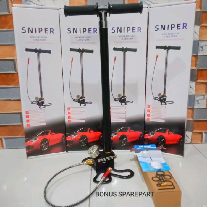 Pompa Pcp 4stage Sniper 6000 Psi Qd (selang bisa bolak-balik)Pompa Pcp Warna Hitam Original Manomete