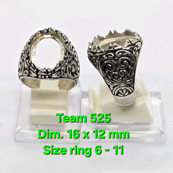 Team 525 Ring Emban Alpaka Super Cakar Rintik Motif Love Dim 16 x 12 mm Size Ring 6 - 11 Cincin Unik