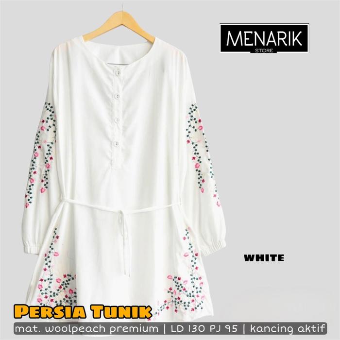 JUMBO / PERSIA TUNIK / BAJU OVERSIZE ATASAN WANITA LENGAN PANJANG / BORDIR BUNGA /  LD 130 PJ 95