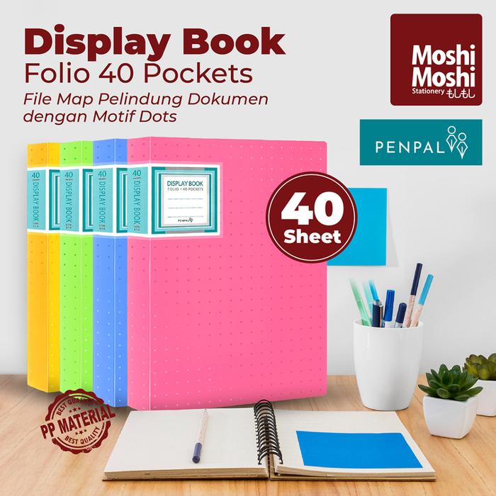 Display Book Clear Holder Folio 40 Pockets File Map Motif Plastik Pelindung Kertas