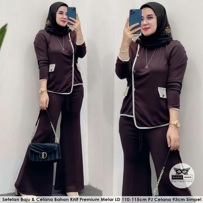 Setelan Wanita Cutbray Livi Bahan Knit LD 110cm Simpel Modis Kekinian Nyaman dan Lembut untuk Muslim
