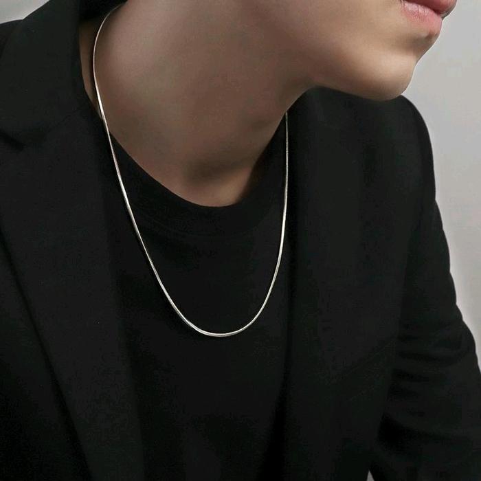 Kalung Titanium pria anti karat silver / Kalung titanium anti karat / Kalung titanium pria silver
