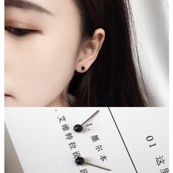 anting tindik mutiara warna hitam   anting stud mutiara hitam putih kecil