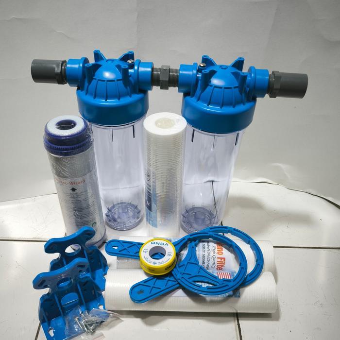 Paket filter tabung air housing 10 inchi drat-Kuningan 3/4 *
