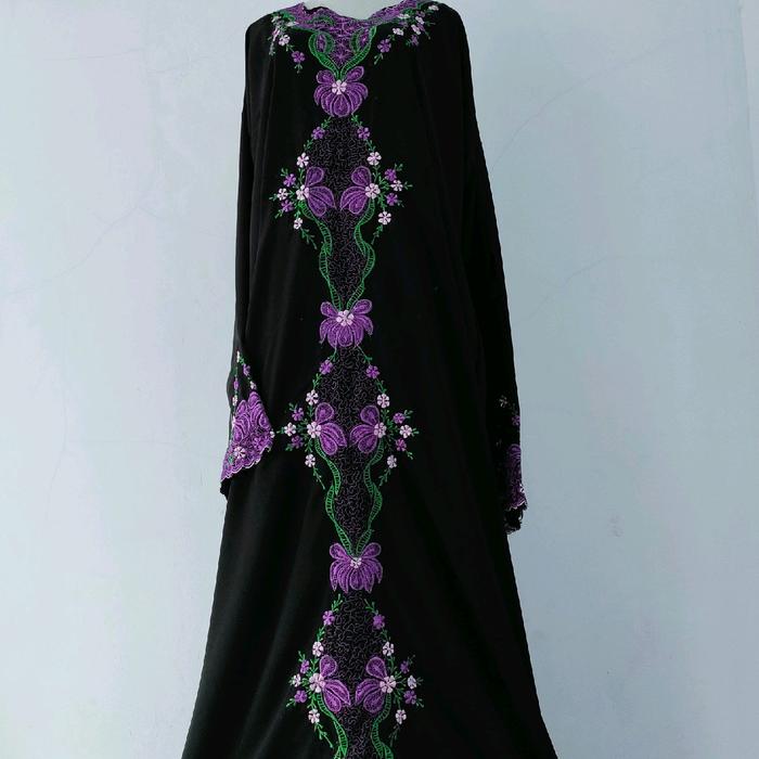 mukena 354 abaya jetblack bordir mukena dewasa   L