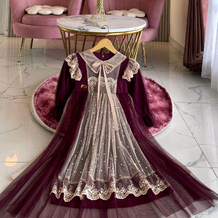 NEW PRINCESS DRES GAMIS ANAK/GAMIS KOREAN TERBARU GAMIS PESTA ANAK REDY GAMIS BURQAT MOTIF BUNGA BAH