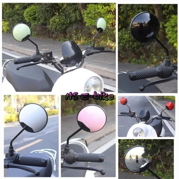 Spion Sepeda Listrik Bulat Universal 5 warna drat 12/ M8 ( Gagang Pendek )