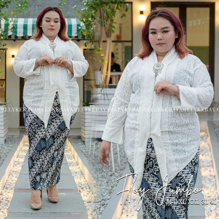 Ready- Atasan Kebaya Brukat Floy Jumbo LD 130 Kebaya Modern Atasan Kebaya Brokat Jumbo Kebaya Kekini