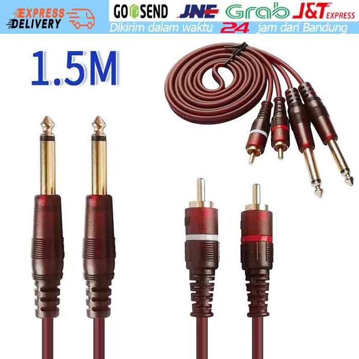 1.5M Kabel Dual Jack Akai 6.5 To 2 RCA Kabel Jack 2 RCA To 2 Akai Mono