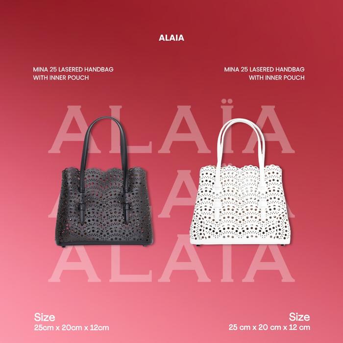 ALAIA Mina 25 Lasered Handbag with Inner Pouch (100% Authentic Original)