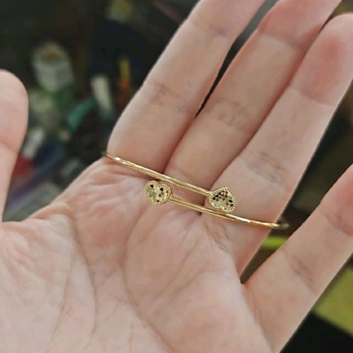 Gelang Bulat Kaku Bangle Love Hati Emas Asli Ubs 375 37,5% Kado