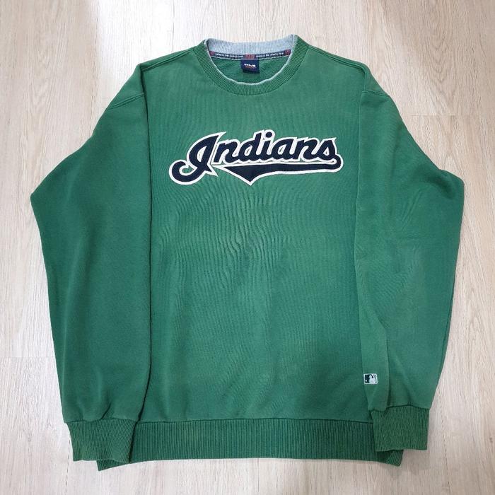 Crewneck MLB Indians Hijau Size Fit XL