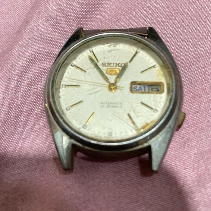 (BAHAN)Seiko Jam Tangan Vintage Automatic 21 Jewels Tampilan Klasik dengan Tanggal