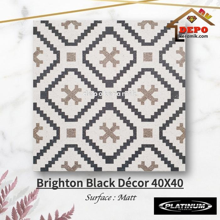 Platinum Brighton Black Decor 40x40 Kw1 Keramik Lantai Vintage Classic