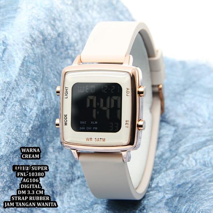 JAM TANGAN WANITA FOSSOL / FOXXIL 9351 RUBBER DIGITAL LAMPU LED BACKLIGHT TANGGAL AKTIF TALI KARET I
