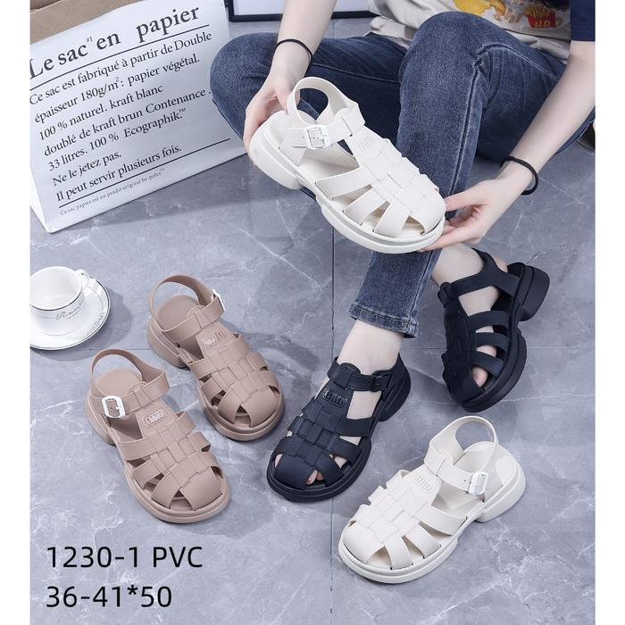 SANDAL WANITA TERBARU/SEPATU SENDAL WEDGES TALI JELLY IMPORT ALINA 1230/SENDAL KARET KOREA KEKINIAN