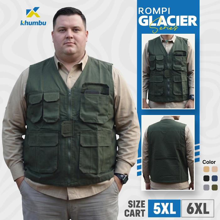 Rompi Touring Moge Pria Premium Glacier Size JUMBO 5XL - 6XL – Rompi Harley Style Tebal HIJAU ARMY