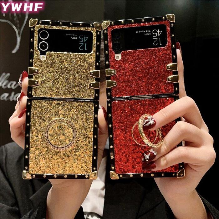 Casing Glitter Samsung Z Flip 3, Sarung Pelindung Penutup Dudukan 4