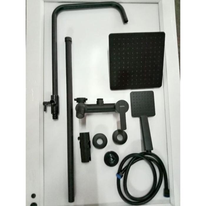 Kran tiang shower hitam panas dingin / Kran shower column set