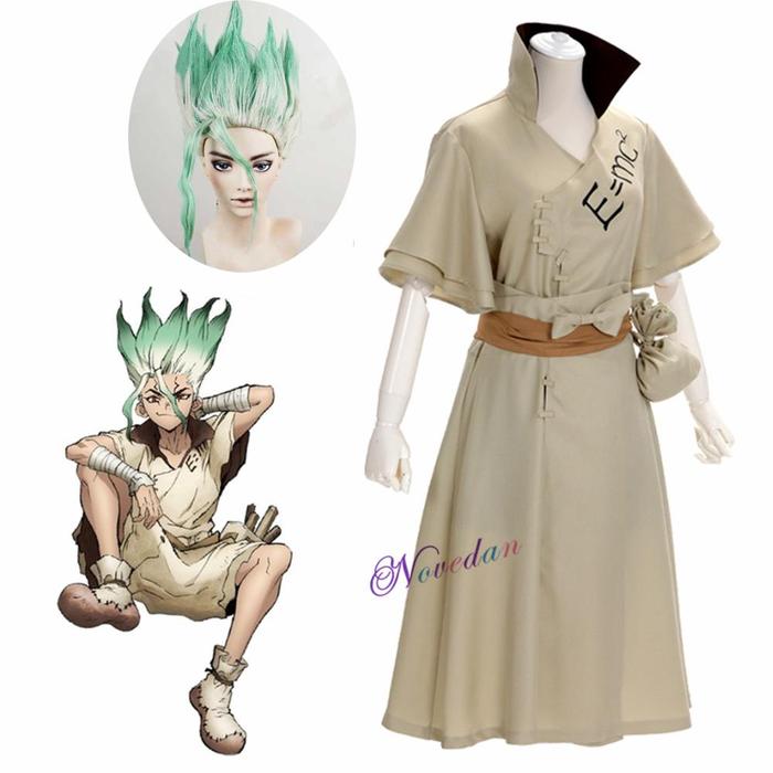 Anime Senku Ishigami cosplay costume adult men Senku uniform outfit wig Halloween Carnival party sui