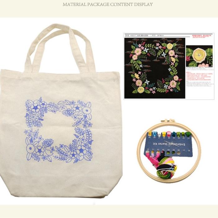 Embroidery Sulam Tas Bahu Canvas Tote Bag Kit Cross Stitch Bordir Handmade material handicraft DIY
