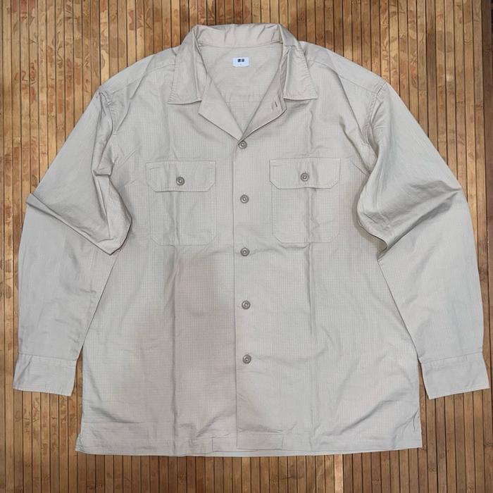 UNIQLO RIPSTOP UTILITY ARMY MILITARY DESERT LONG SLEEVE OPEN COLLAR SHIRT OG 107 ALPHA INDUSTRIES AV