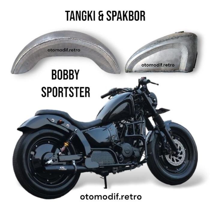 Tangki Spakbor Bobby Bobber Sportster Plat Galvanis