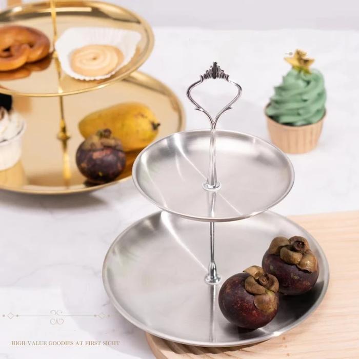 Three-layer Stainless Steel Cake Tray, Cake, Snack Plate, Birthday, Wedding Party Dessert Stand, Tab
