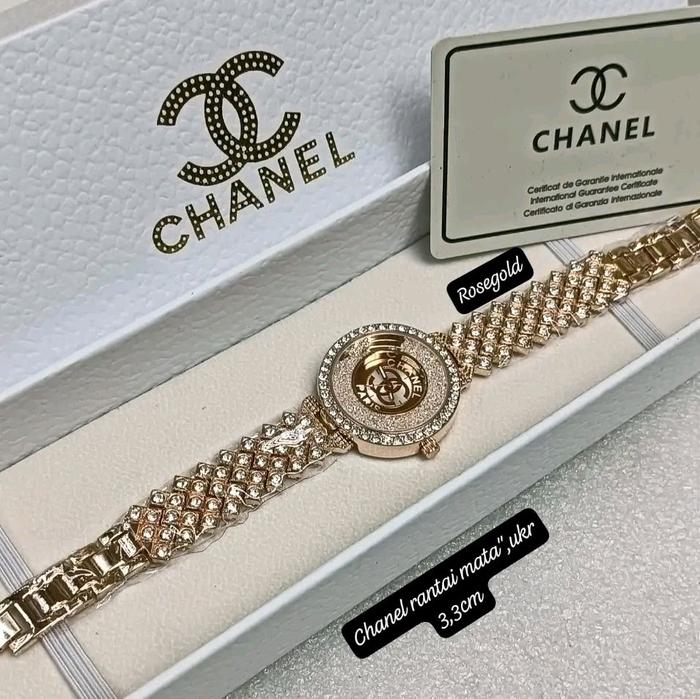 Jam Tangan Wanita Chanel, Rantai Mutiara Free Box