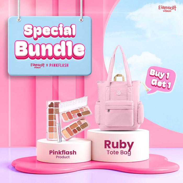 [SPECIAL BUNDLE] Evernext Women x Pinkflash - Tote Bag Wanita Ruby + Makeup Set Pinkflash Buy 1 Get 
