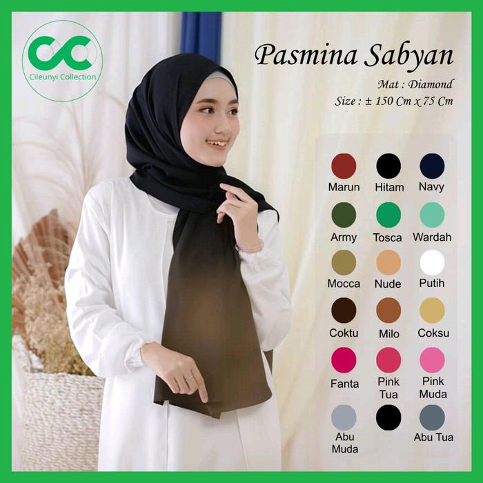 Cleury Collection Hijab Pashmina Style untuk Wanita Pasmina Sabyan Mat Diamond Size 150 Cm x 75 Cm W