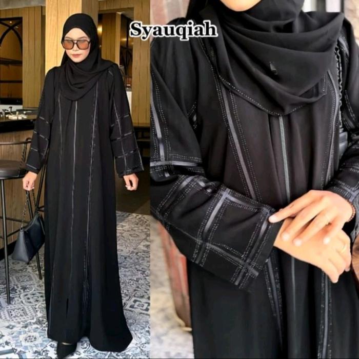 Abaya Premium Baju Muslimah Bordir Gamis Mata Tempel Maxi Dress Arab Saudi Zephy Umroh Dubai Syauqi.