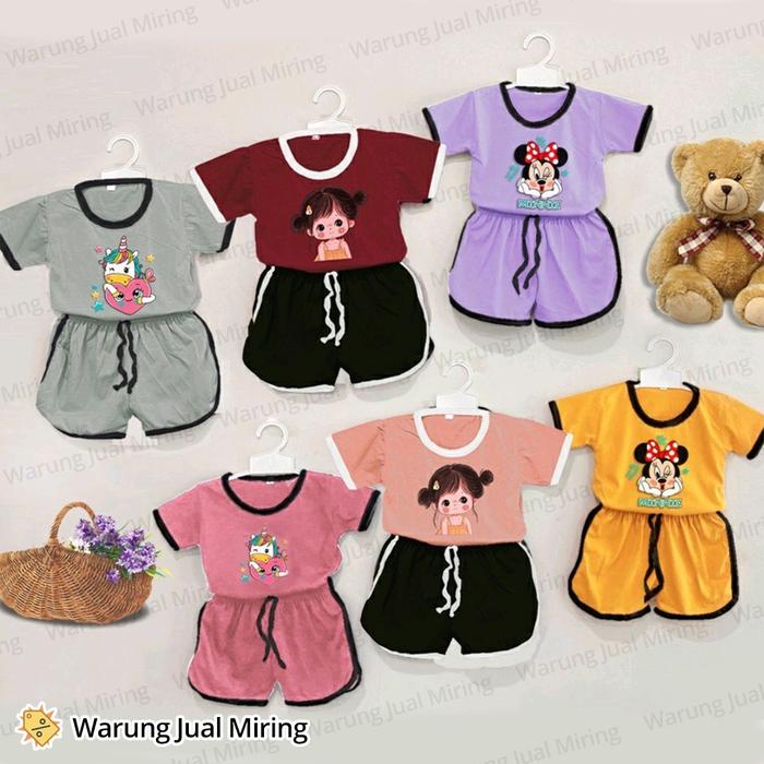 Setelan Anak CHUPA 0-4 Tahun Karakter Print Kartun Set Atasan Baju Bawahan Celana Kaos Spandex Unise