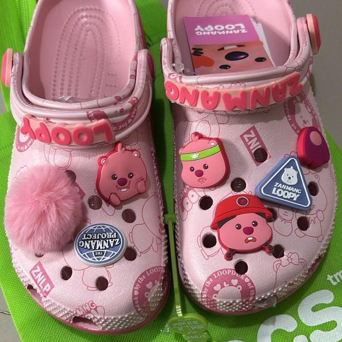 crocs loopy pink lucu karakter