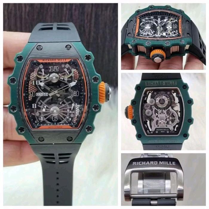 Jam Tangan Berkelas Pria thRichard*mille21-02 Green dial carbon swiss fullset