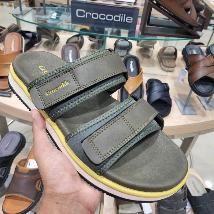 crocodile Pria CS-9848-3 olive sandal 100% Kulit Asli Model SANTAI CASUAL Original Shoes