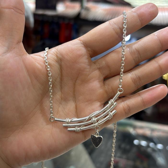 Kalung perak model bambu