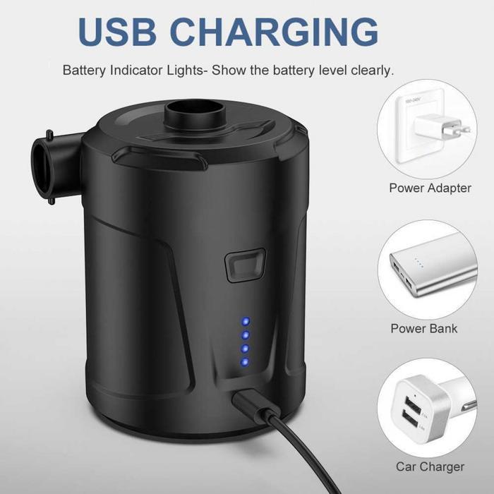 Pompa Angin Mini Electric Air Pump Potable 5200mAh with 3 Nozzle - AP-05