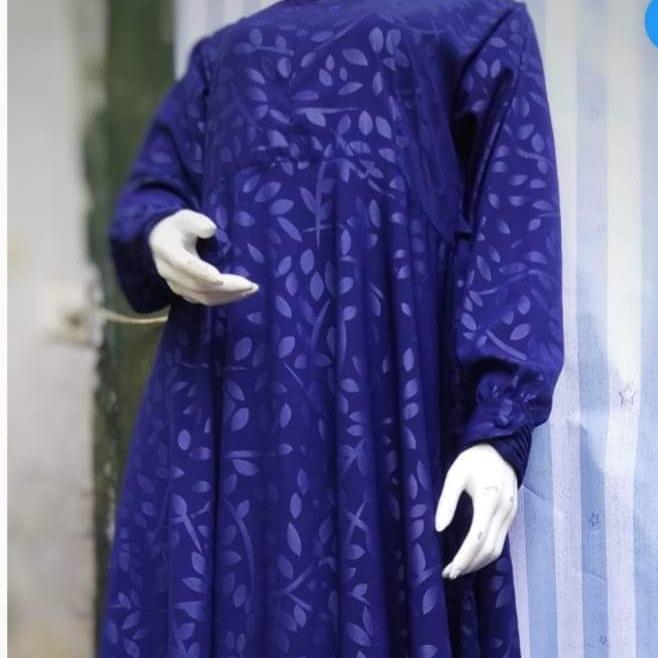 PROMO!! (Hermosa)Gamis embos hermosa motif katuk warna navy-gamis wanita syari warna biru dongker na