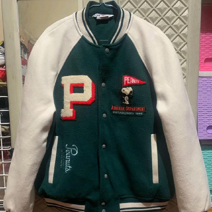 ORIGINAL JACKET VARSITY ZARA WOOL X PEANUTS SNOOPY CONTRAST