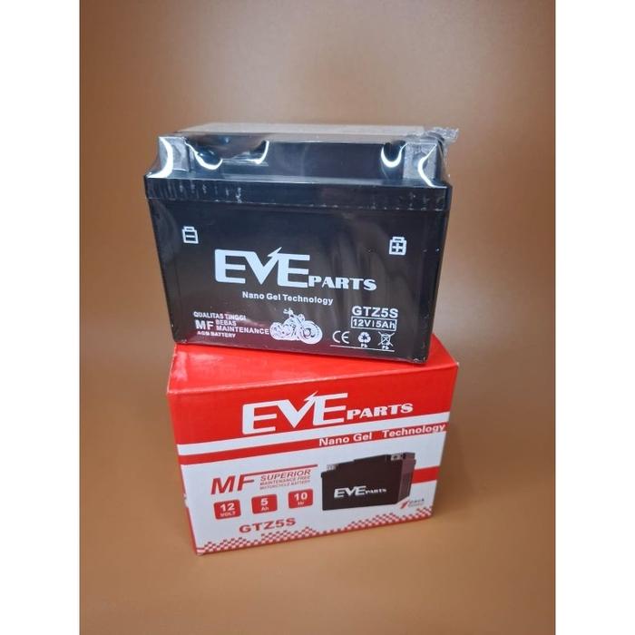 Aki motor Beat GTZ5S EVE KARISMA ACCU MOTOR KARISMA SUPRA X 125 aki motor
