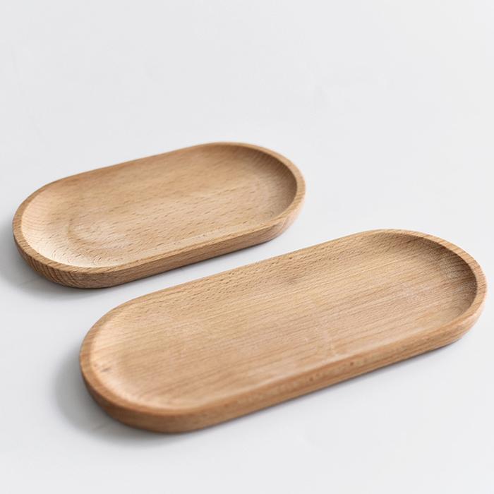 Solid Wooden Oval Tray Serving Dessert Cup Mat Cheese Cake Plate