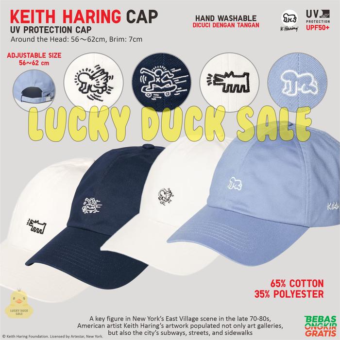 Topi UNIQLO Keith Haring UV Protection Cap Topi Pop Art Radiant Baby Iconic