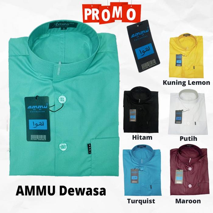 ◤Best Seller◢ Baju Koko Amu Collection Amu Dewasa Baju Amu Polos Lengan Panjang Baju Koko - Baju Mus
