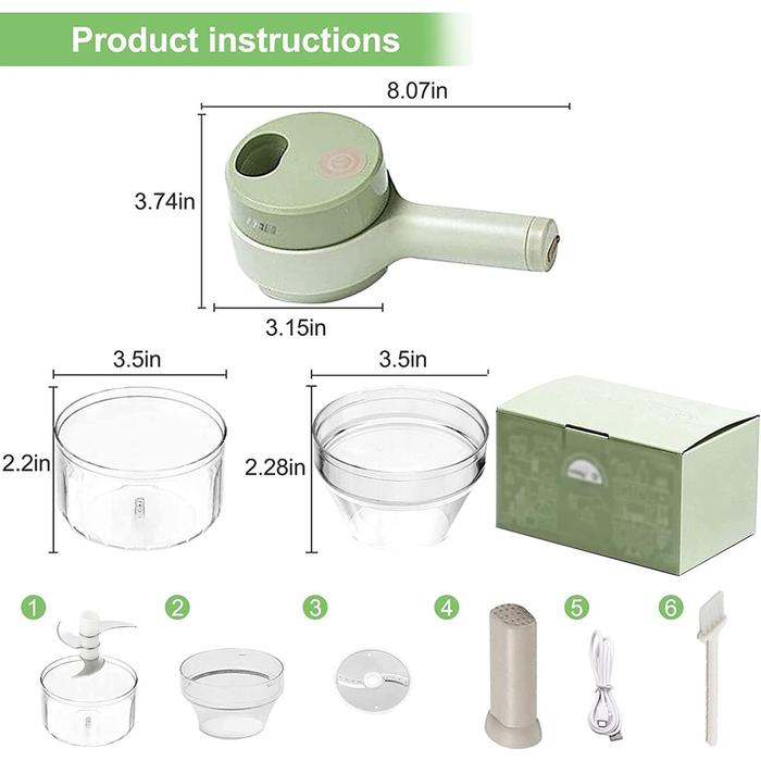 Blender Mini Wireless Chopper Multifungsi 4 In1 Hand Held Cooking Alat Pemotong Sayuran Daging Elekt