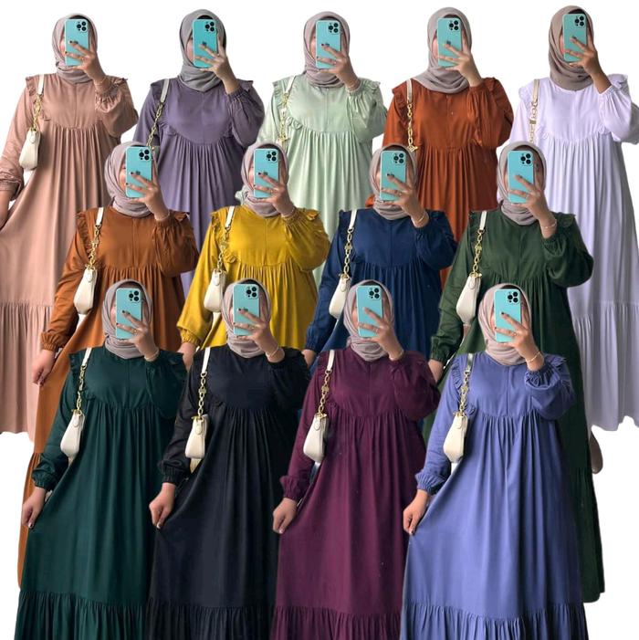 Gamis rempel twill//Homey dress rempel twill polos//D'lia rayon twill polos Panjang
