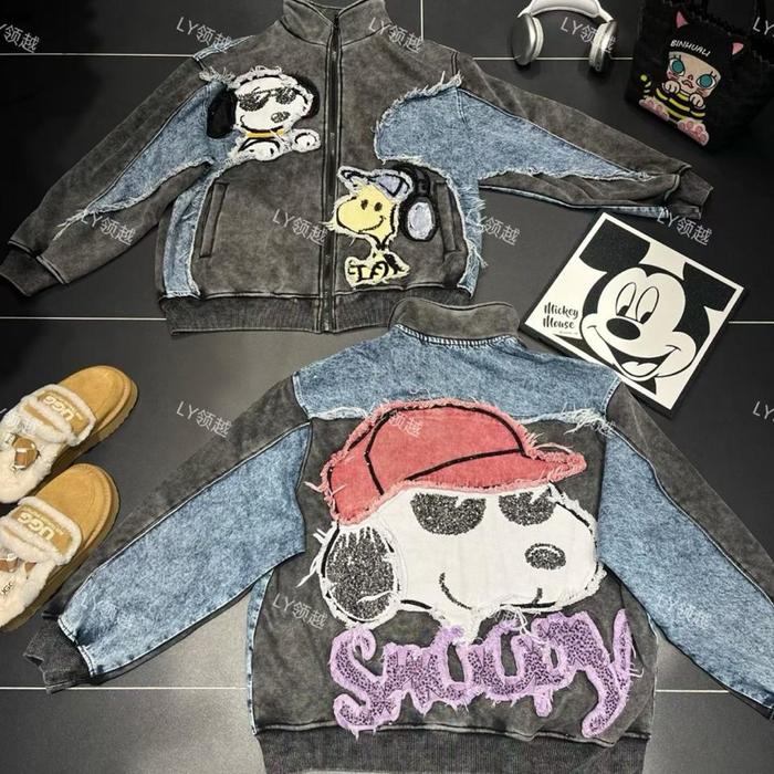 Jaket Denim Snoopy Oversize