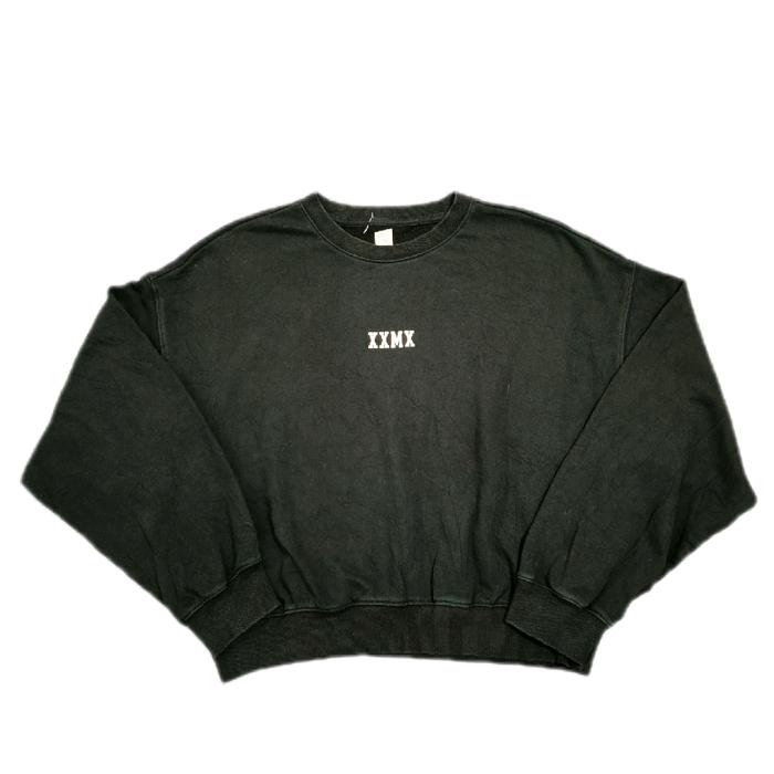 SWEATER/CREWNECK XEXYMIX SPORTWEAR HITAM OVERSIZE CROP