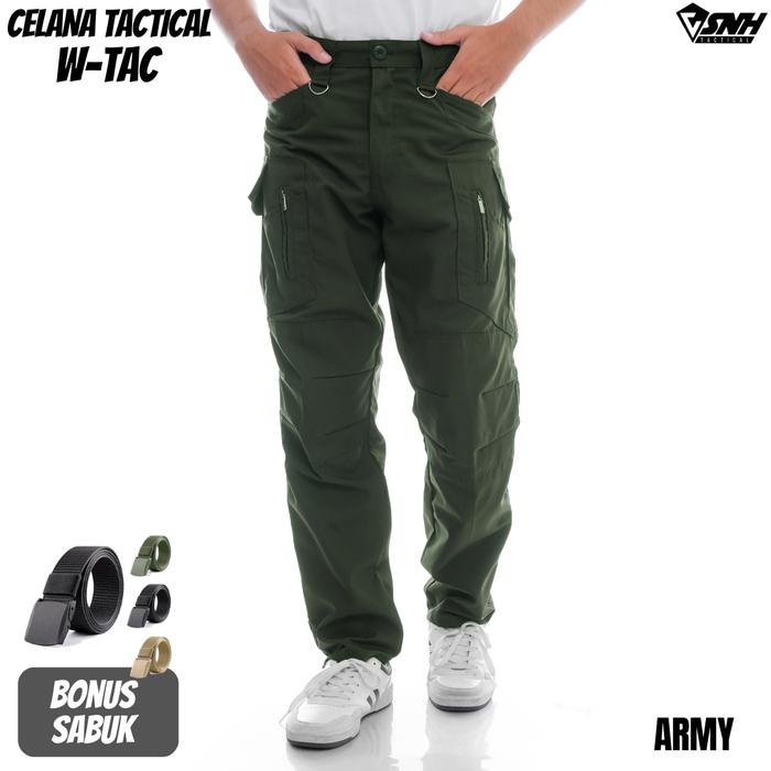 ASNH Celana Gunung Outdoor W-TAC [Free Sabuk] Model Tactical Gear Bahan Kuat Tidak Mudah Sobek Green